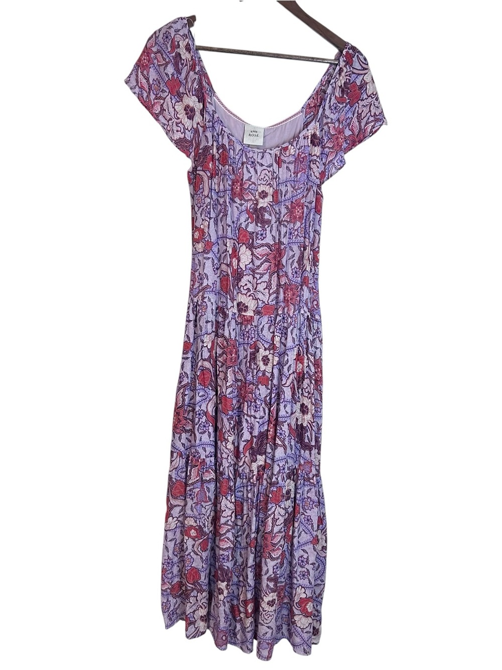 Knox Rose Floral Maxi Dress Womens XS Lavender Sundress Boho Cottagecore Preppy